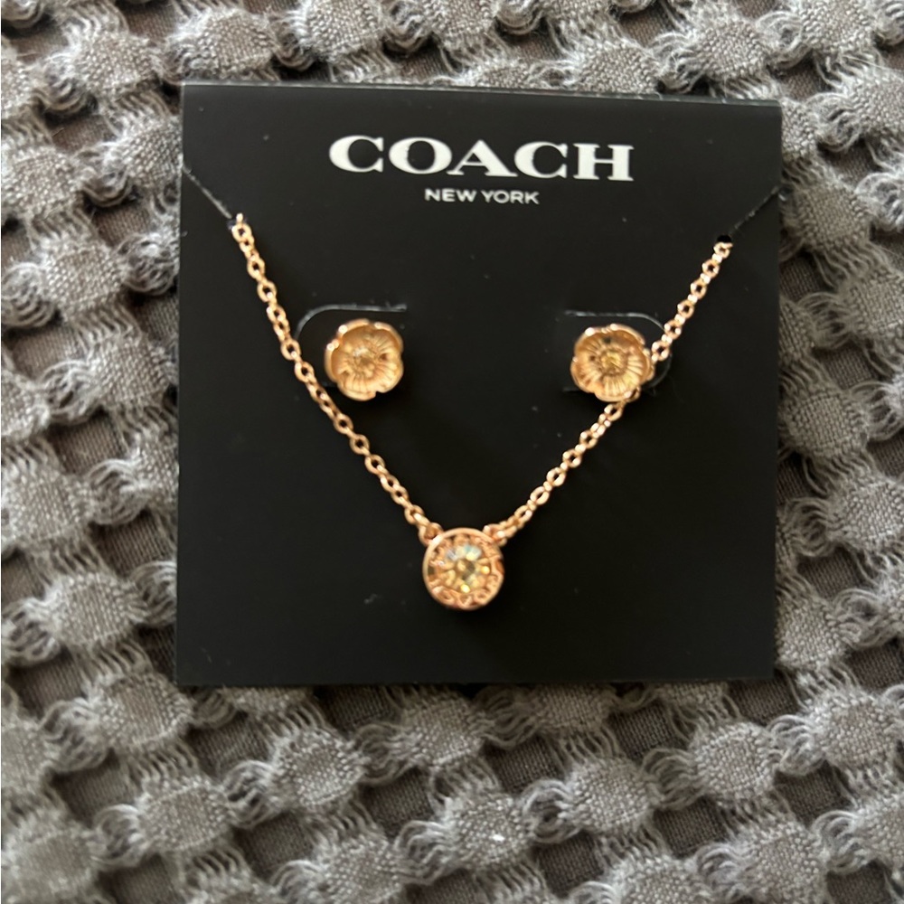 Coach Rose Gold Crystal Necklace
